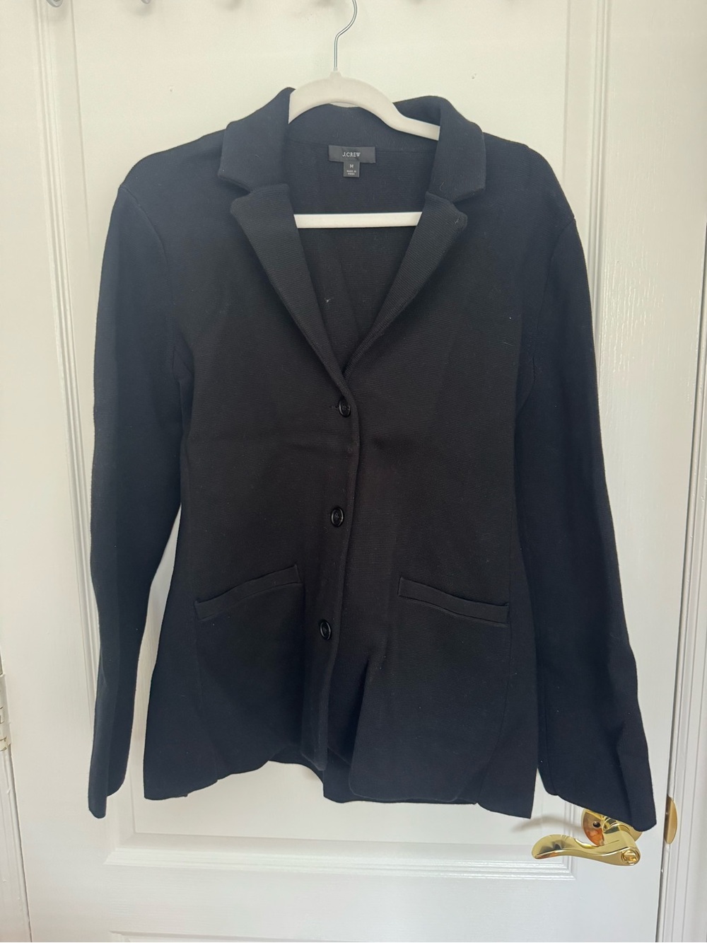 J. Crew Black Knit Blazer Jacket with Notch Lapel - Picture 2 of 4